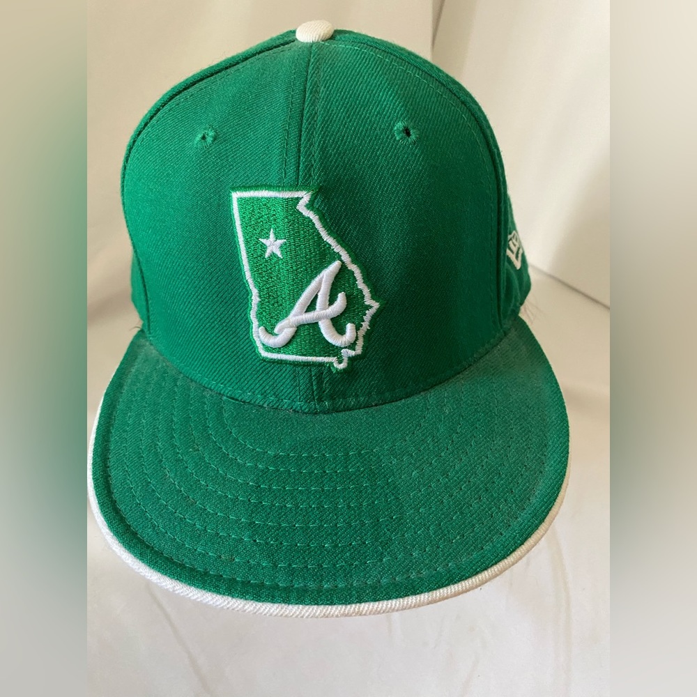 New Era 59Fifty Mens Cap MLB Atlanta Braves Green Size 7 5/8 Fitted Hat USA